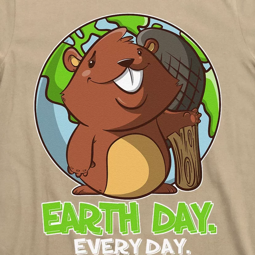 Earth Day Every Day Cute Planet And Beaver T-Shirt