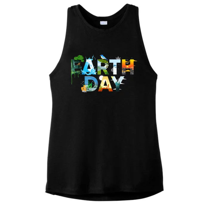 Earth Day Environmental Protection Save Tree & Animals Ladies Tri-Blend Wicking Tank