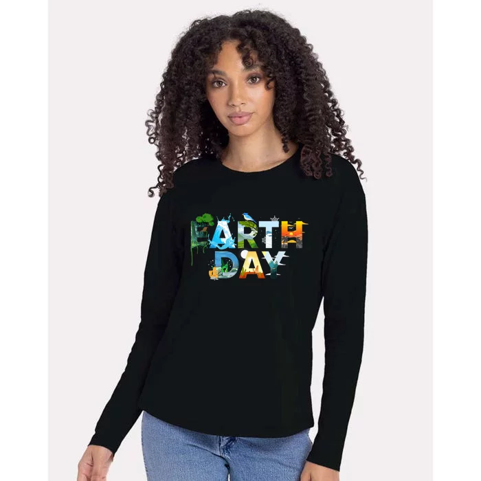 Earth Day Environmental Protection Save Tree & Animals Womens Cotton Relaxed Long Sleeve T-Shirt