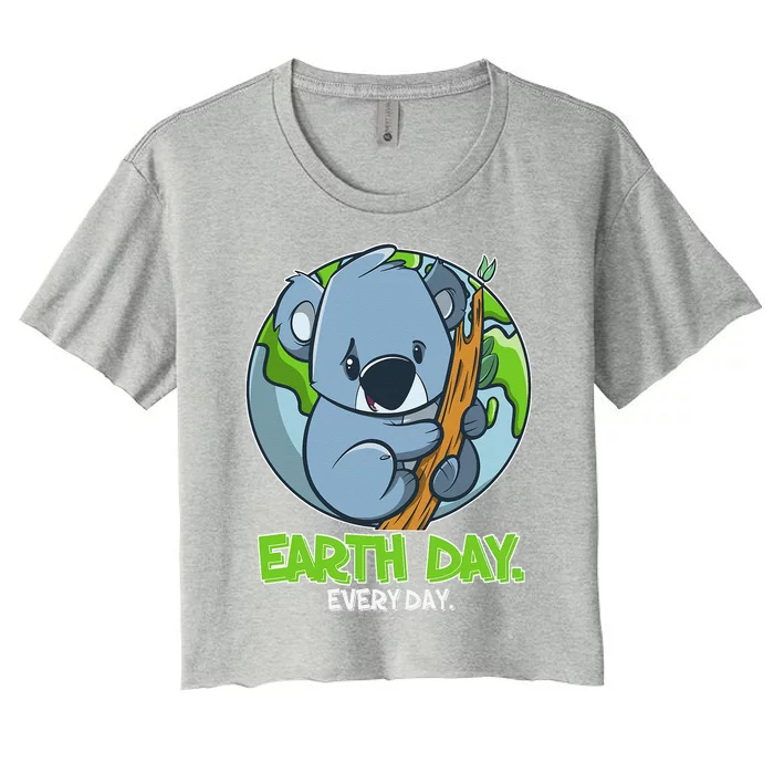 Earth Day Every Day Cute Planet And Koala Women's Crop Top Tee