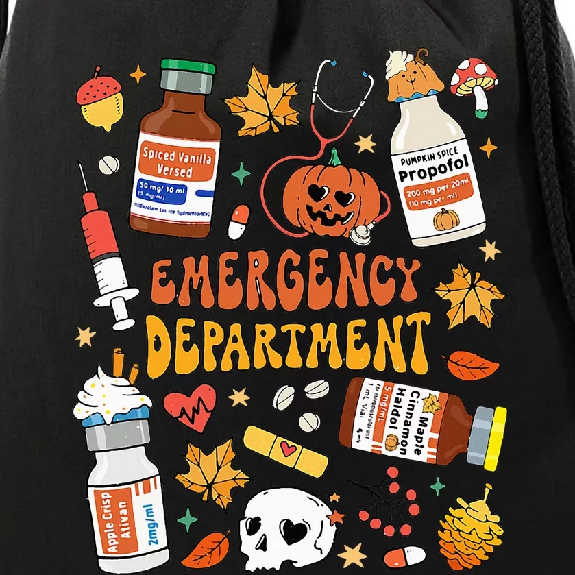 Emergency Department Funny Er Nurse Halloween Spooky Season Drawstring Bag