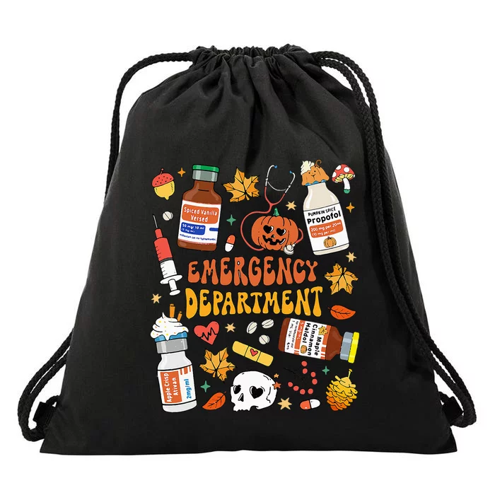 Emergency Department Funny Er Nurse Halloween Spooky Season Drawstring Bag