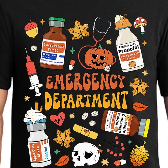 Emergency Department Funny Er Nurse Halloween Spooky Season Pajama Set