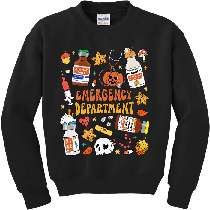 Emergency Department Funny Er Nurse Halloween Spooky Season Kids Sweatshirt