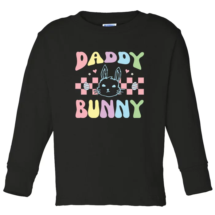 Easter Day Funny Daddy Bunny Retro Easter Father's Day Toddler Long Sleeve Shirt