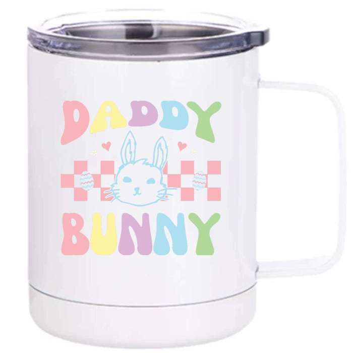 Easter Day Funny Daddy Bunny Retro Easter Father's Day Front & Back 12oz Stainless Steel Tumbler Cup