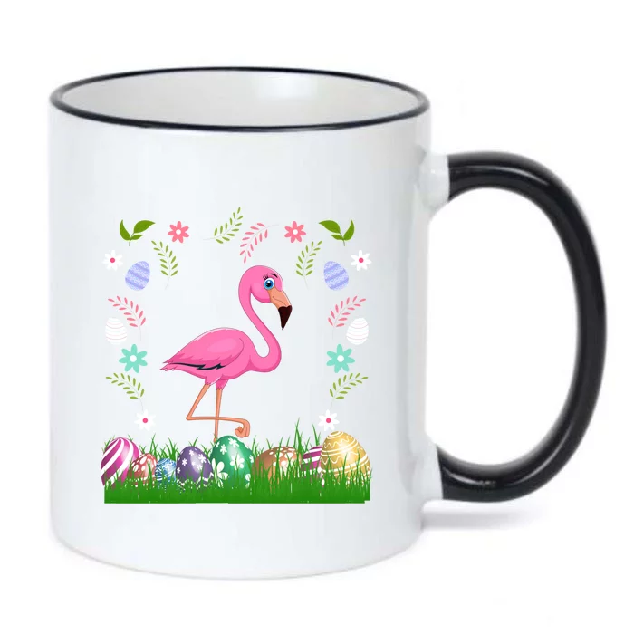 Easter Day Flamingo Graphic Cute Egg Basket Flamingo Lover Cool Gift Black Color Changing Mug