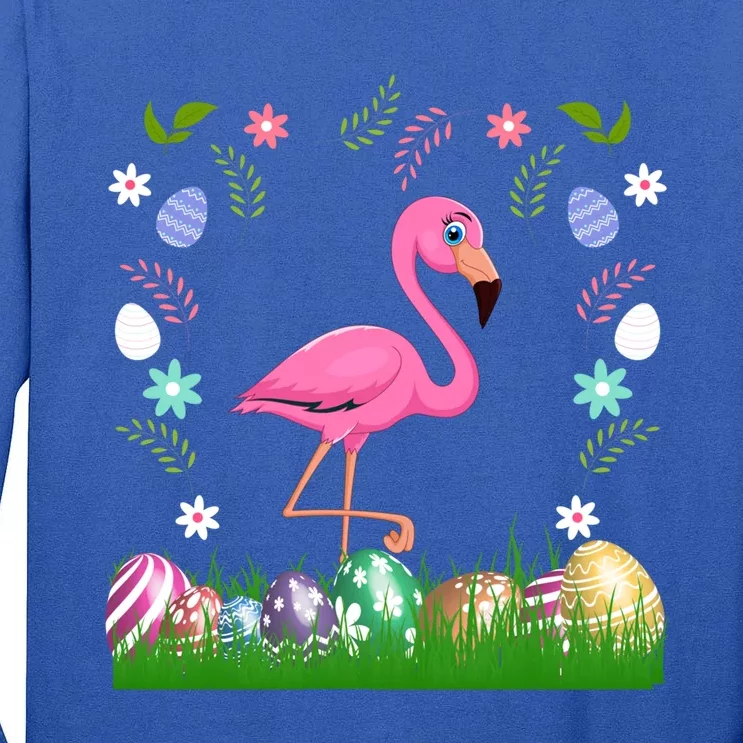 Easter Day Flamingo Graphic Cute Egg Basket Flamingo Lover Cool Gift Tall Long Sleeve T-Shirt