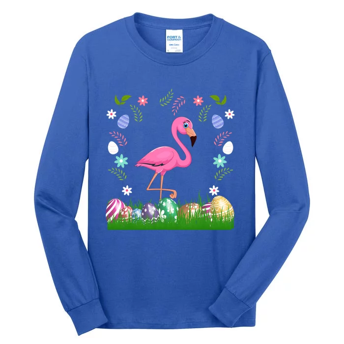 Easter Day Flamingo Graphic Cute Egg Basket Flamingo Lover Cool Gift Tall Long Sleeve T-Shirt