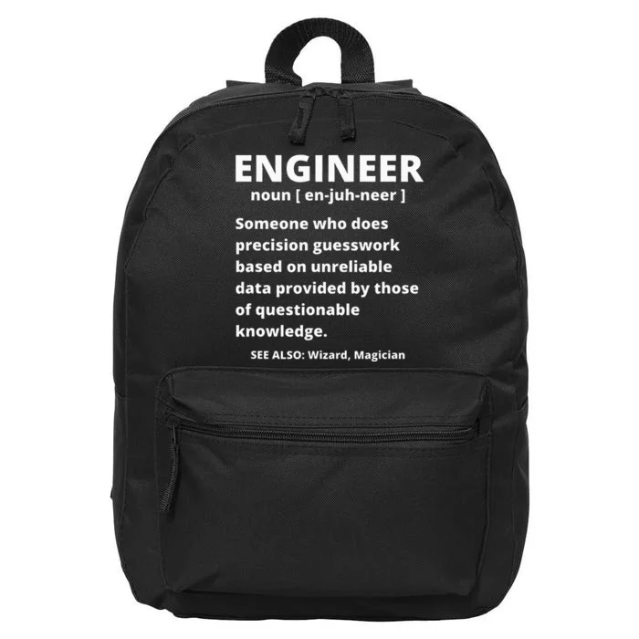 Engineer Definition Funny Sarcastic Engineering 16 in Basic Backpack