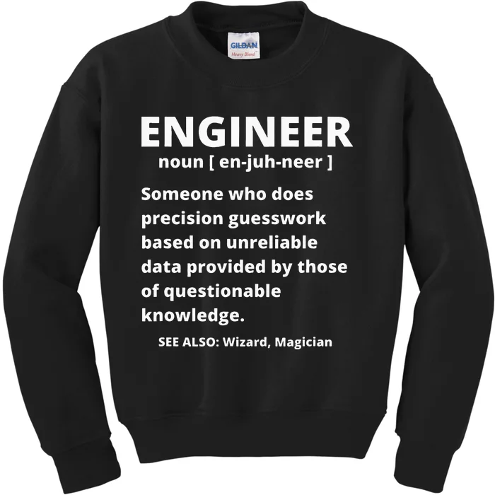 Engineer Definition Funny Sarcastic Engineering Kids Sweatshirt