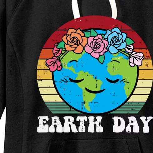 Earth Day Flowers Head Sunset Retro Gift Women's Fleece Hoodie