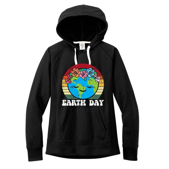 Earth Day Flowers Head Sunset Retro Gift Women's Fleece Hoodie