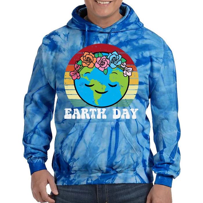 Earth Day Flowers Head Sunset Retro Gift Tie Dye Hoodie