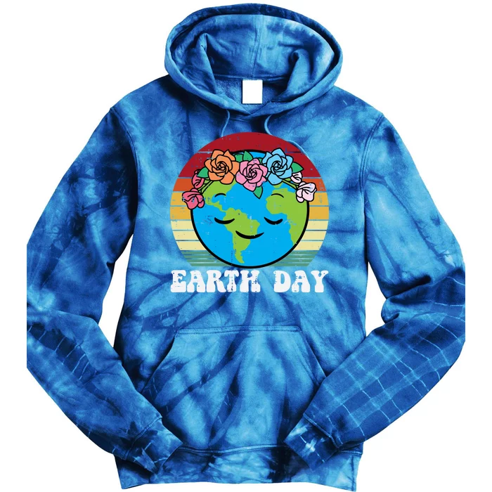 Earth Day Flowers Head Sunset Retro Gift Tie Dye Hoodie