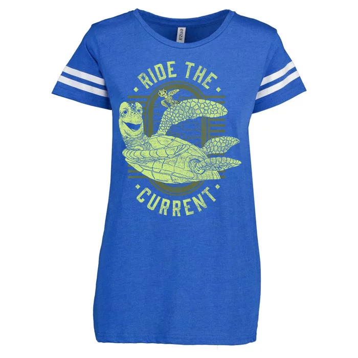 Earth Day Finding Nemo Turtle Ride The Current Enza Ladies Jersey Football T-Shirt