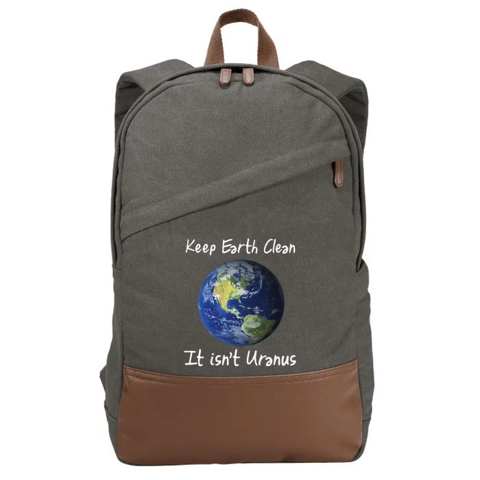 Earth Day Funny Clean Space Not Uranus Gift Cotton Canvas Backpack