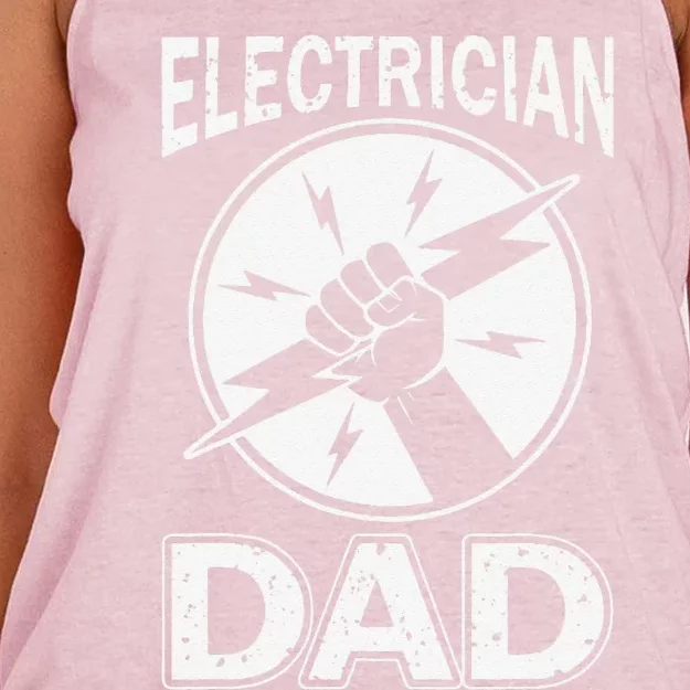 Electrician Dad Father Day Electrical Engineering Women's Knotted Racerback Tank