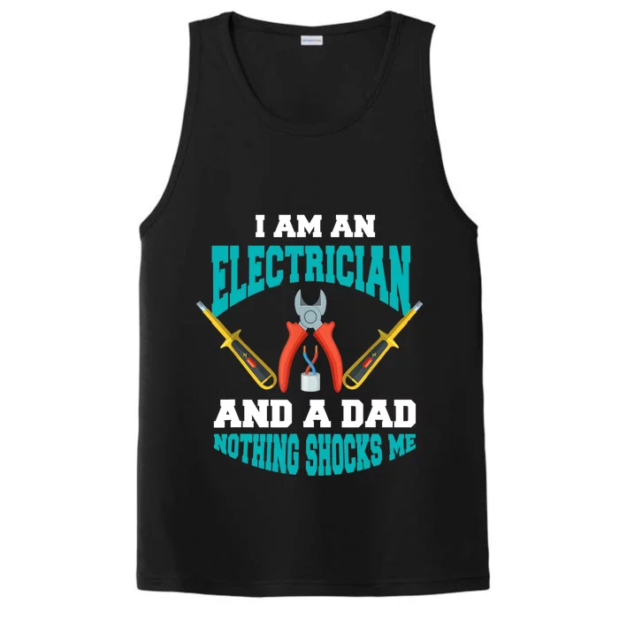 Electrician Dad Funny Electrician Father Gift Performance Tank