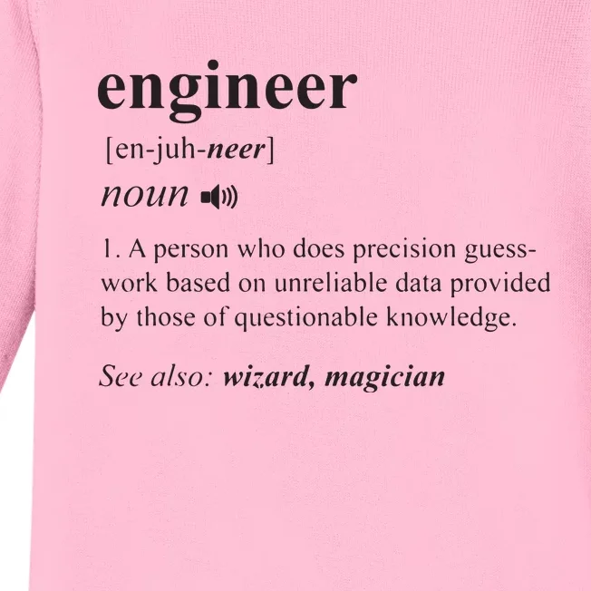 Engineer Definition Funny Engineering Mechanical Civil Gift Baby Long Sleeve Bodysuit