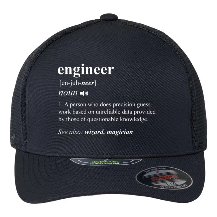 Engineer Definition Funny Engineering Mechanical Civil Gift Flexfit Unipanel Trucker Cap