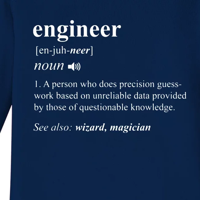 Engineer Definition Funny Engineering Mechanical Civil Gift Baby Long Sleeve Bodysuit