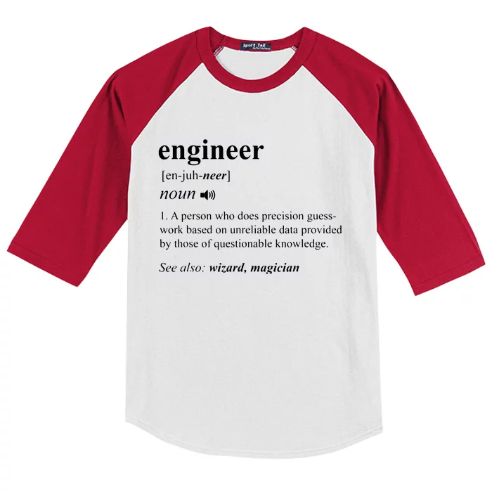 Engineer Definition Funny Engineering Mechanical Civil Gift Kids Colorblock Raglan Jersey