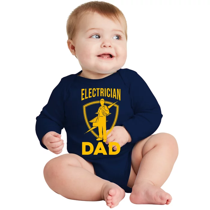 Electrician Dad Fathers Day Funny Electrical Engineering Cute Gift Baby Long Sleeve Bodysuit