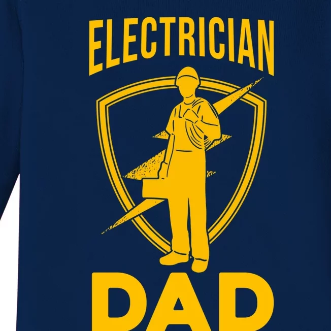 Electrician Dad Fathers Day Funny Electrical Engineering Cute Gift Baby Long Sleeve Bodysuit