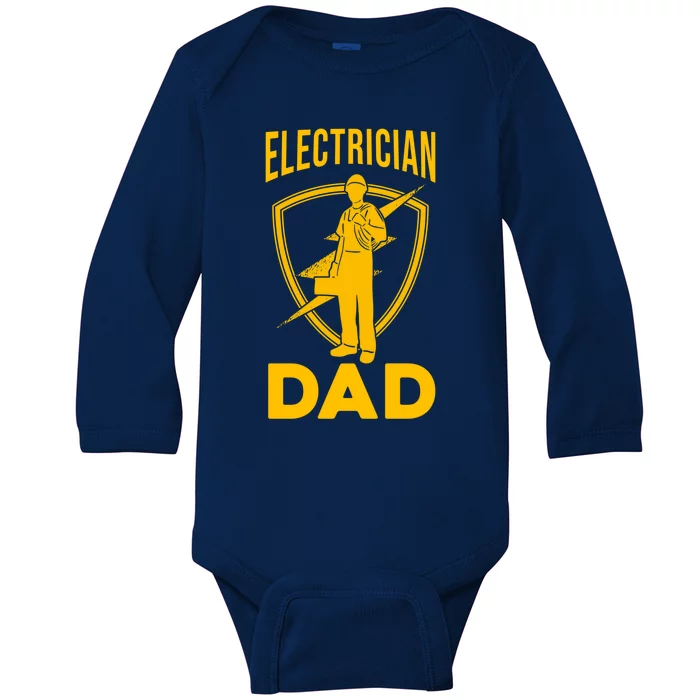 Electrician Dad Fathers Day Funny Electrical Engineering Cute Gift Baby Long Sleeve Bodysuit