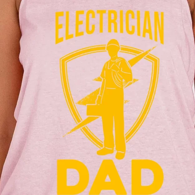 Electrician Dad Fathers Day Funny Electrical Engineering Cute Gift Women's Knotted Racerback Tank