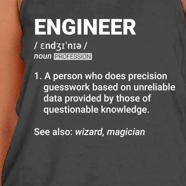 Engineer Definition Funny Gift Geeky Engineering Funny Gift Women's Knotted Racerback Tank