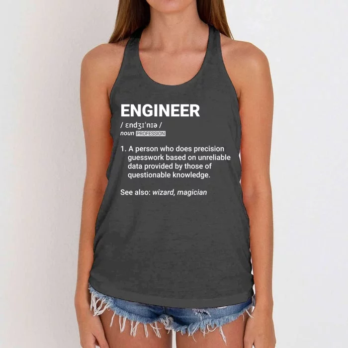 Engineer Definition Funny Gift Geeky Engineering Funny Gift Women's Knotted Racerback Tank