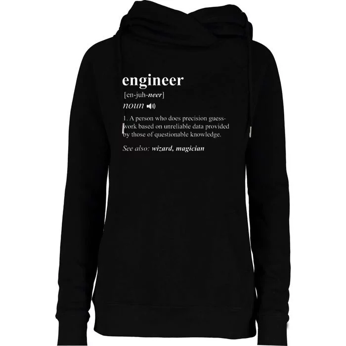 Engineer Definition Funny Engineering Mechanical Civil Womens Funnel Neck Pullover Hood