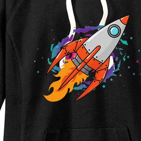 Exploring Distant Galaxies In A Spaceship Women's Fleece Hoodie