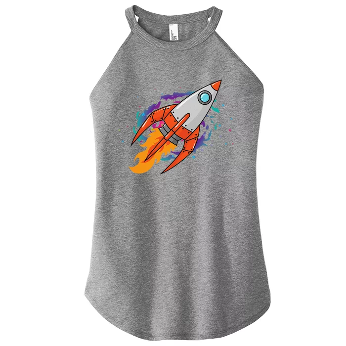 Exploring Distant Galaxies In A Spaceship Women’s Perfect Tri Rocker Tank