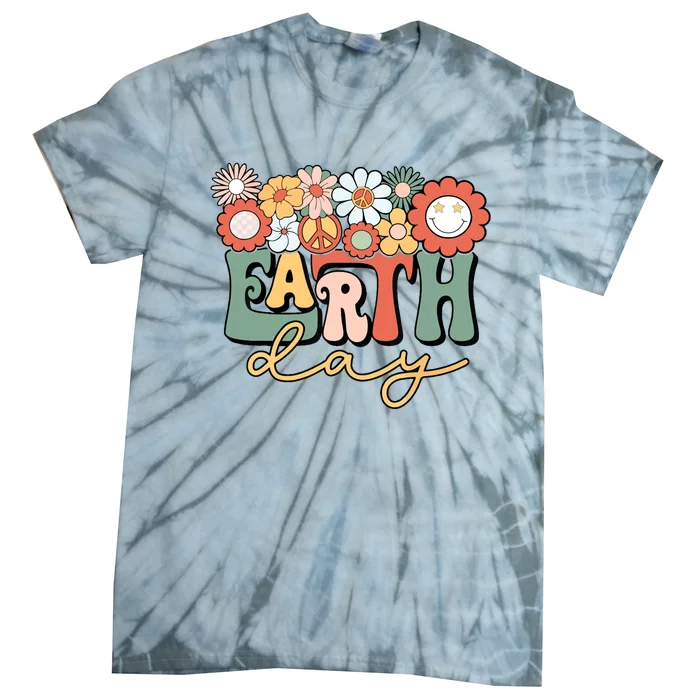 Earth Day Groovy Flower Lover Planet World Environmental Tie-Dye T-Shirt