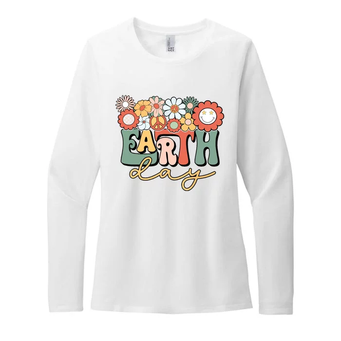 Earth Day Groovy Flower Lover Planet World Environmental Womens CVC Long Sleeve Shirt