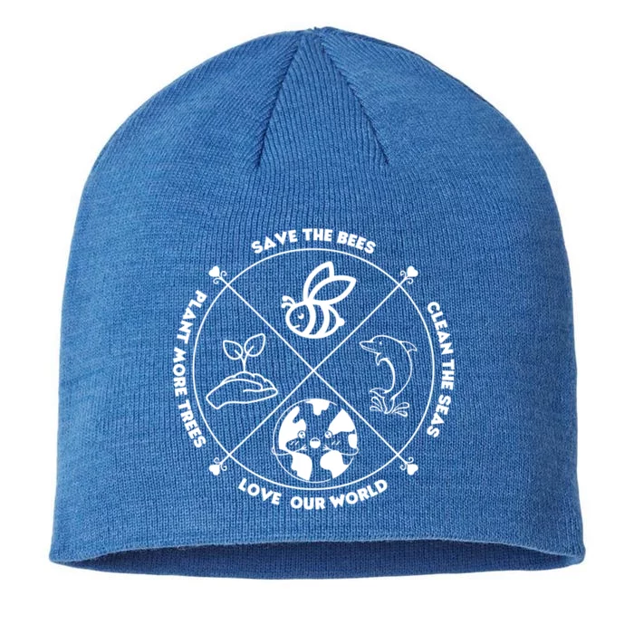 Earth Day Gift Save The Bees Plant More Trees Clean The Seas Gift 8 1/2in Sustainable Knit Beanie