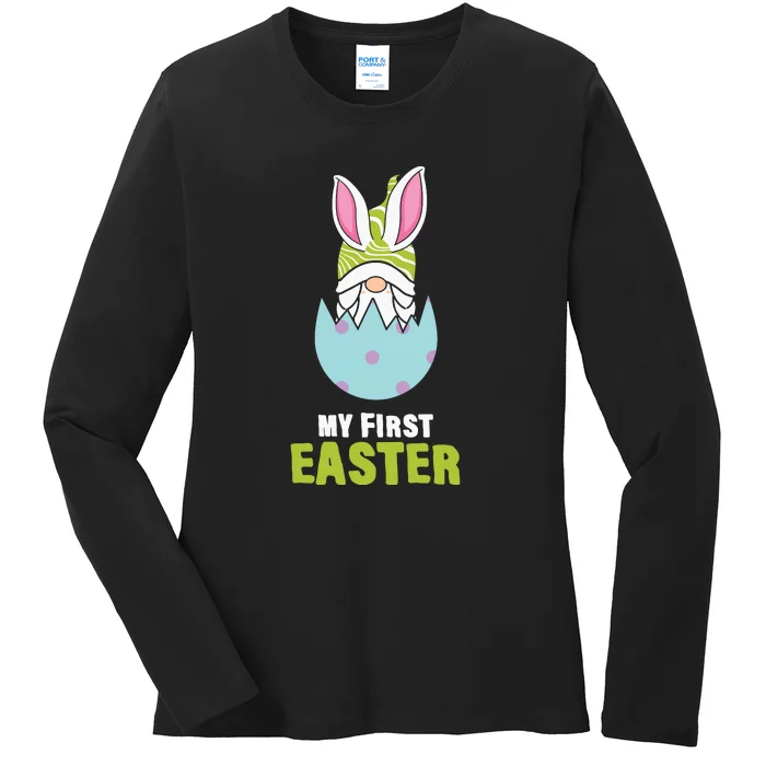 Easter Day Gift My First Easter Bunny Gnome Egg Ladies Long Sleeve Shirt