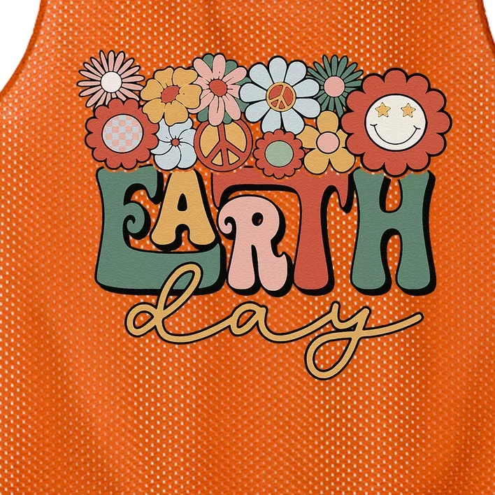 Earth Day Groovy Flower Lover Planet World Environmental Mesh Reversible Basketball Jersey Tank