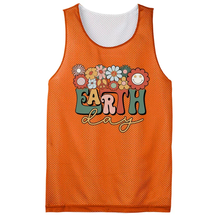 Earth Day Groovy Flower Lover Planet World Environmental Mesh Reversible Basketball Jersey Tank