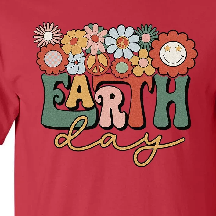 Earth Day Groovy Flower Lover Planet World Environmental Tall T-Shirt