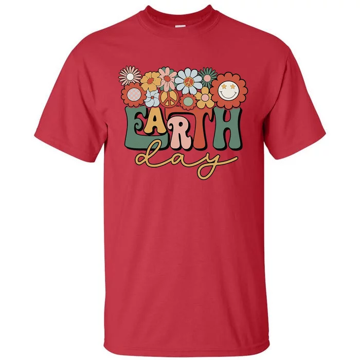 Earth Day Groovy Flower Lover Planet World Environmental Tall T-Shirt