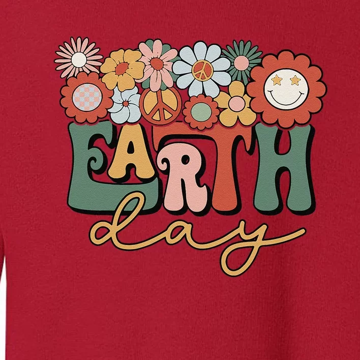 Earth Day Groovy Flower Lover Planet World Environmental Toddler Sweatshirt