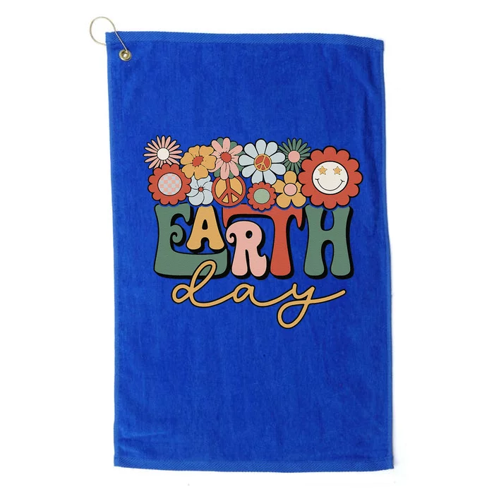 Earth Day Groovy Flower Lover Planet World Environmental Platinum Collection Golf Towel