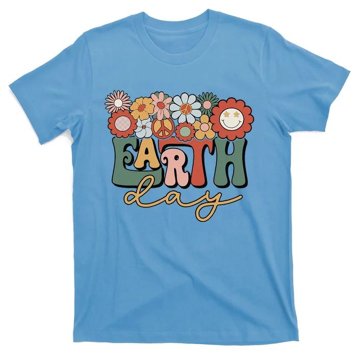 Earth Day Groovy Flower Lover Planet World Environmental T-Shirt