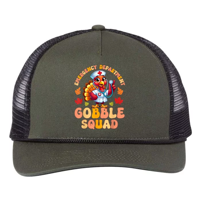 Emergency Department Gobble Squad Thanksgiving Er Nurse Retro Rope Trucker Hat Cap