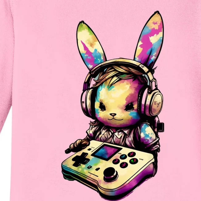 Easter Day Gamer Video Game Controller Bunny Baby Long Sleeve Bodysuit