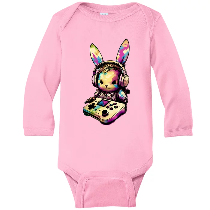 Easter Day Gamer Video Game Controller Bunny Baby Long Sleeve Bodysuit